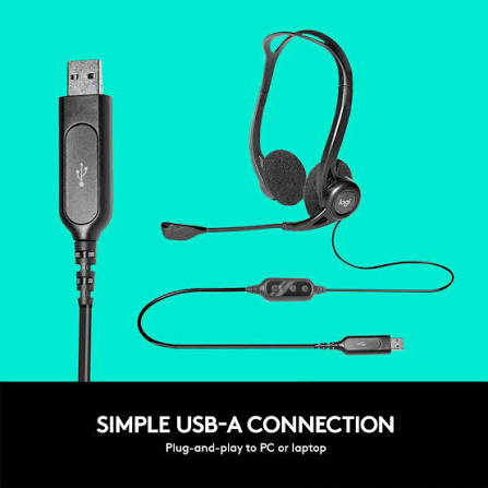 Logitech PC960 USB Headset with Noise-Cancelling Mic – Business Communication Headset