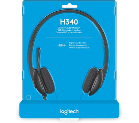 Logitech H340 USB Headset with Noise-Cancelling Mic – Black